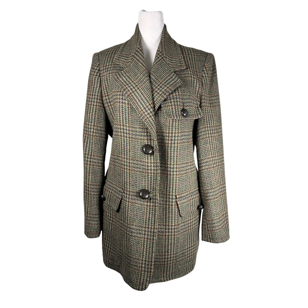 Vintage ‘90s Country Shop Brown Plaid Houndstooth Single Breasted Blazer